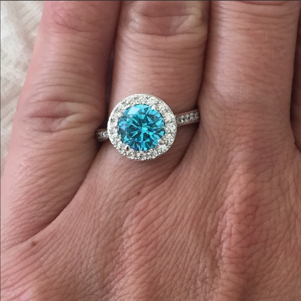 Aquamarine Cubic Zirconia Ring